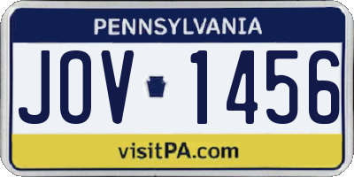 PA license plate JOV1456
