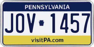 PA license plate JOV1457