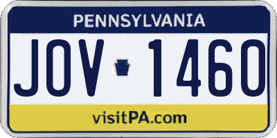PA license plate JOV1460