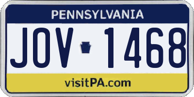 PA license plate JOV1468