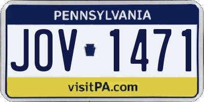 PA license plate JOV1471