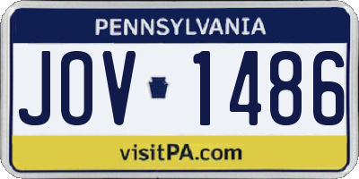 PA license plate JOV1486