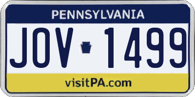 PA license plate JOV1499