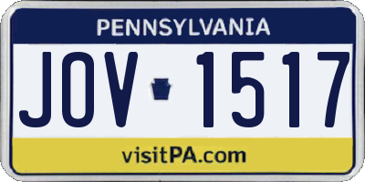 PA license plate JOV1517