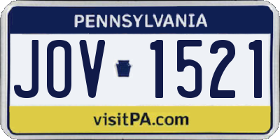 PA license plate JOV1521