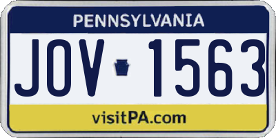 PA license plate JOV1563