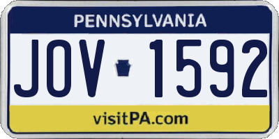 PA license plate JOV1592