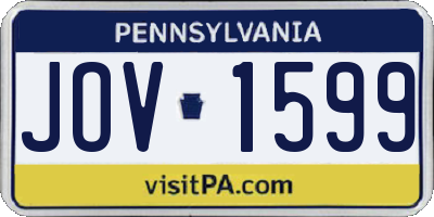 PA license plate JOV1599