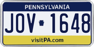 PA license plate JOV1648