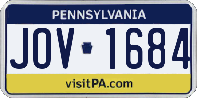 PA license plate JOV1684