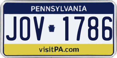 PA license plate JOV1786
