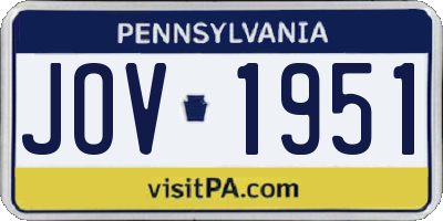 PA license plate JOV1951