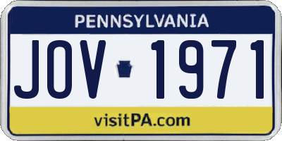 PA license plate JOV1971