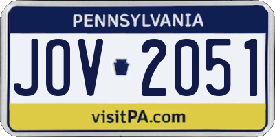 PA license plate JOV2051