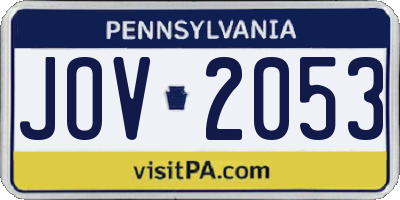 PA license plate JOV2053