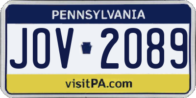 PA license plate JOV2089