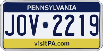 PA license plate JOV2219