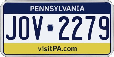 PA license plate JOV2279