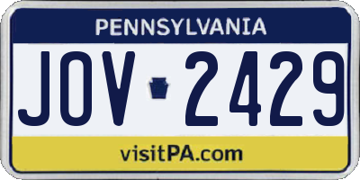 PA license plate JOV2429