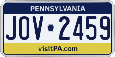 PA license plate JOV2459
