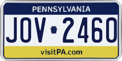 PA license plate JOV2460
