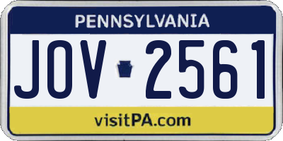 PA license plate JOV2561