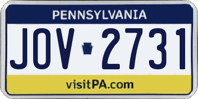 PA license plate JOV2731