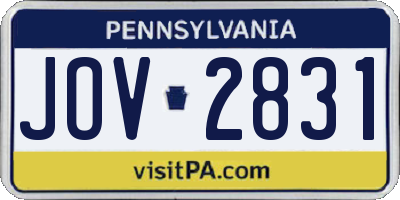 PA license plate JOV2831