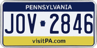 PA license plate JOV2846