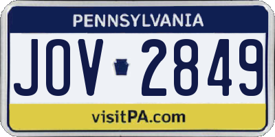 PA license plate JOV2849
