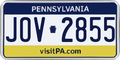 PA license plate JOV2855