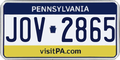 PA license plate JOV2865