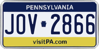 PA license plate JOV2866
