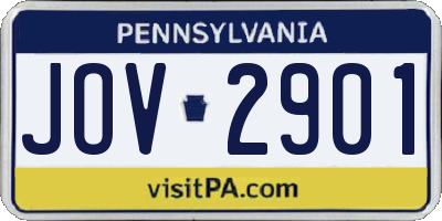 PA license plate JOV2901