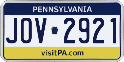 PA license plate JOV2921