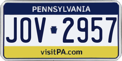 PA license plate JOV2957