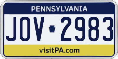 PA license plate JOV2983