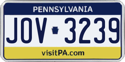 PA license plate JOV3239