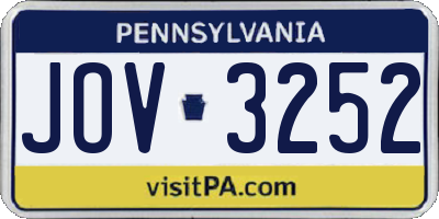PA license plate JOV3252