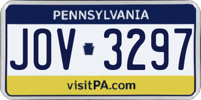 PA license plate JOV3297
