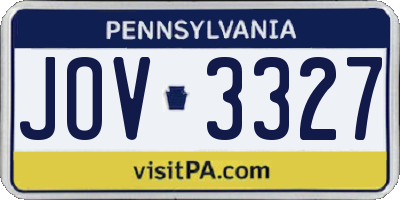 PA license plate JOV3327