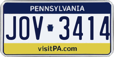 PA license plate JOV3414