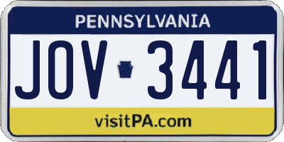PA license plate JOV3441