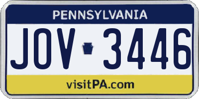 PA license plate JOV3446