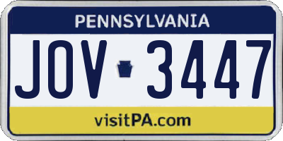 PA license plate JOV3447