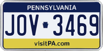 PA license plate JOV3469