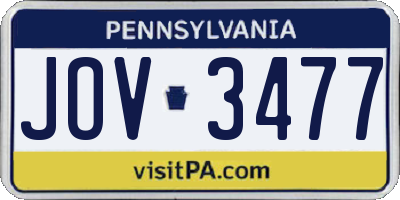 PA license plate JOV3477
