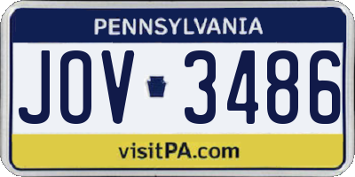PA license plate JOV3486