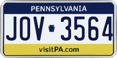 PA license plate JOV3564