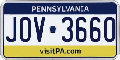 PA license plate JOV3660